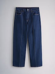 The Set 2 Pack Pintuck Wide Leg Denim Jeans Mid Blue/Cream - Image 5 of 6