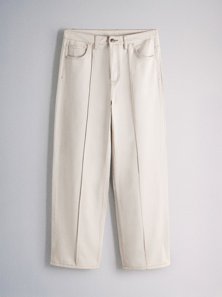 The Set 2 Pack Pintuck Wide Leg Denim Jeans Mid Blue/Cream - Image 6 of 6