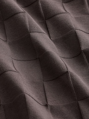 Chocolate Brown Checkered Texture Short Sleeve Jersey Shirt - Image 2 of 3