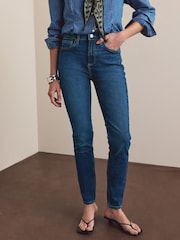 Albastru închis - Mid Rise Stretch Skinny Jeans - Imaginea 1 din 7