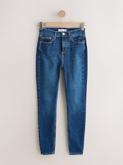 Albastru închis - Mid Rise Stretch Skinny Jeans - Imaginea 4 din 7