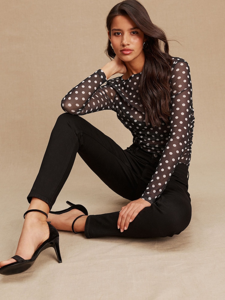 Black Mid Rise Stretch Skinny Jeans - Image 1 of 4 Black Mid Rise Stretch Skinny Jeans - Image 1 of 4