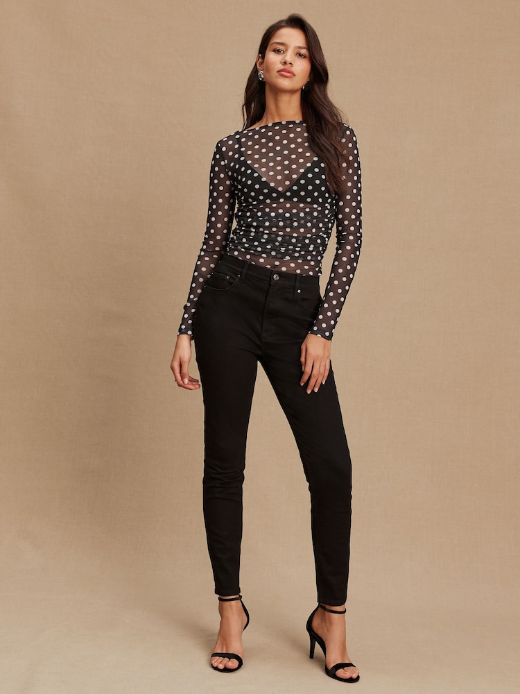 Black Mid Rise Stretch Skinny Jeans - Image 2 of 4 Black Mid Rise Stretch Skinny Jeans - Image 2 of 4