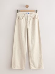 Ecru Embroidered Heart Wide Leg Jeans - Image 1 of 3