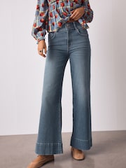 Mid Blue Denim High Rise Stretch Wide Leg Jeans - Image 2 of 8