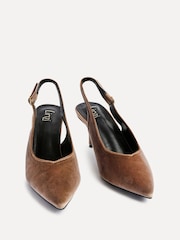 Linzi Brown Light Finesse Pointed Slingback Stiletto Court Heels - Image 4 of 5