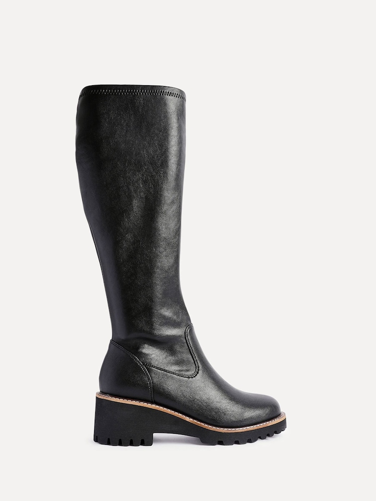 Linzi Black Resist High Leg Wedge Boots - Image 2 of 5 Linzi Black Resist High Leg Wedge Boots - Image 2 of 5