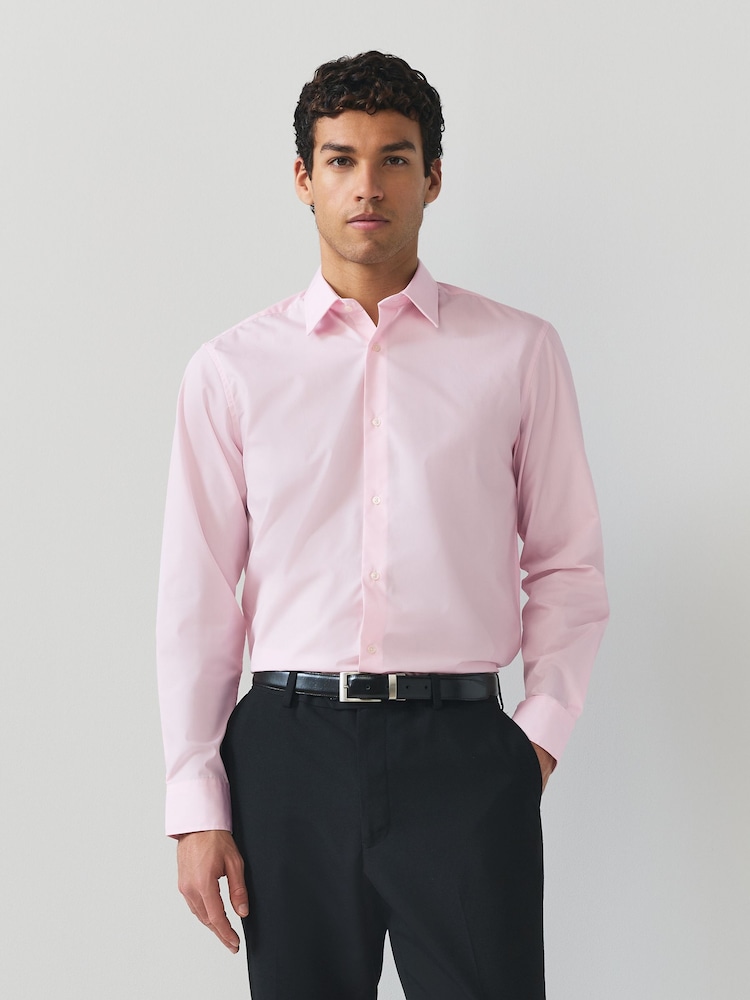 Light Pink Regular Fit Easy Care Single Cuff Smart Shirt - Image 1 of 8