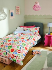Bright Floral Cotton Duvet Cover and Pillowcase Set - Image 1 of 5
