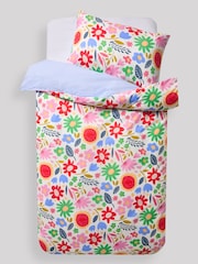 Bright Floral Cotton Duvet Cover and Pillowcase Set - Image 4 of 5