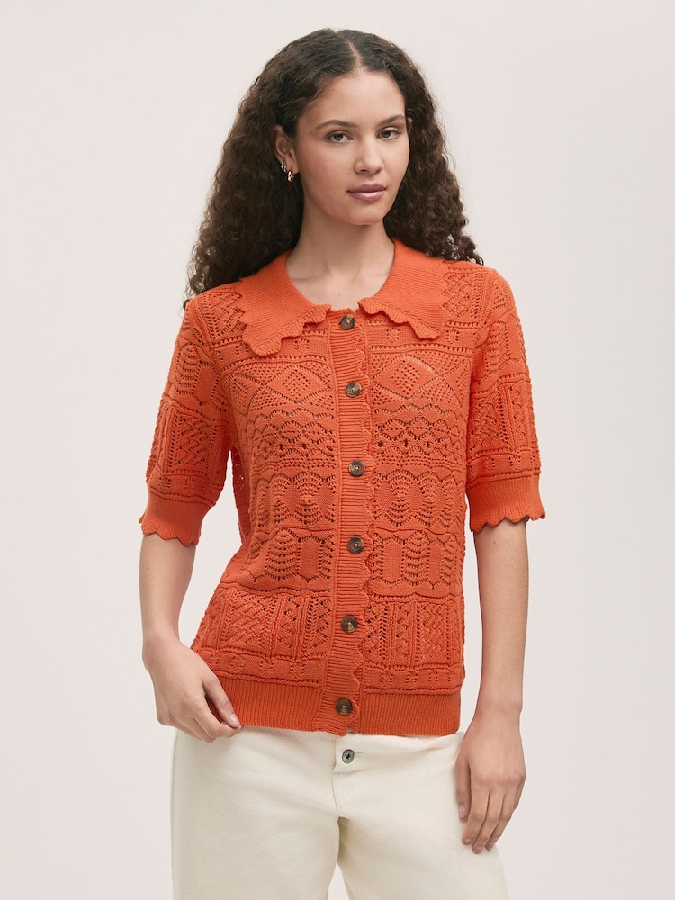 Finery Orange Marlowe Cardigan - Image 2 of 5 Finery Orange Marlowe Cardigan - Image 2 of 5