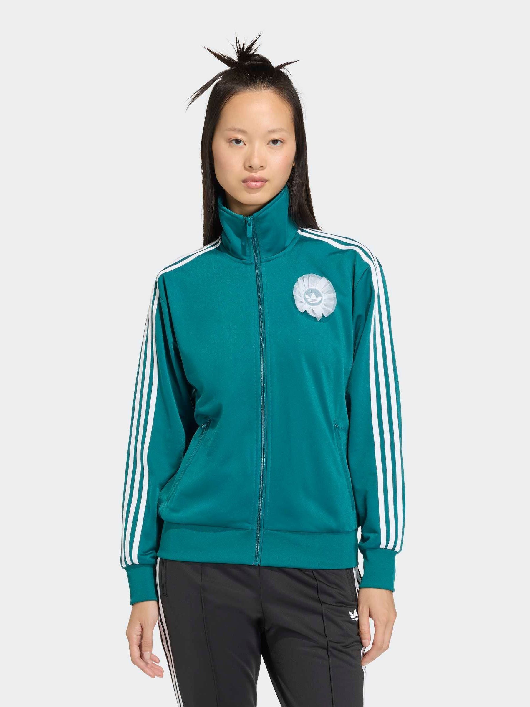 Buy adidas Originals Teal Blue Tulle Lace Fit Firebird Track Top