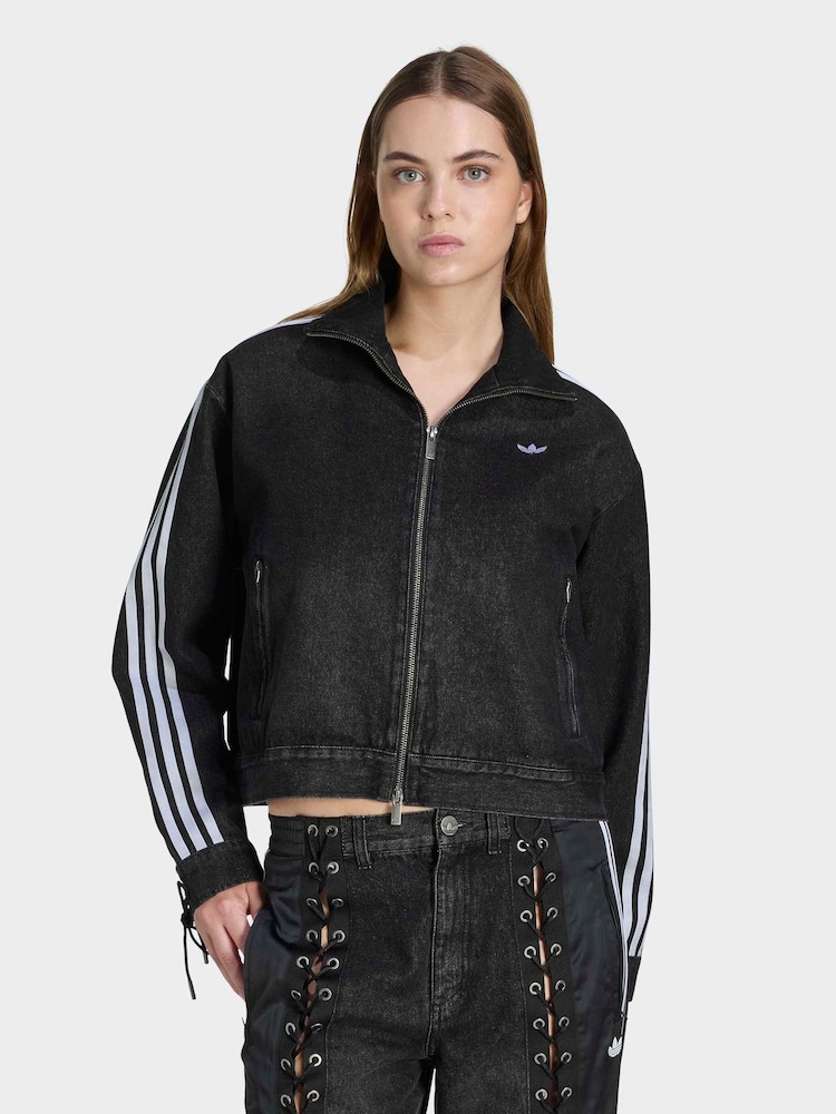 adidas Originals Black Lace Denim Firebird Track Top - Image 1 of 6