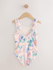 粉紅花朵 - 扇貝邊泳裝（3-16歲） - 圖片 6，共 8