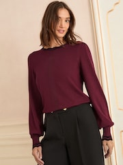 Love & Roses Berry Scallop Knit Jumper - Image 1 of 4