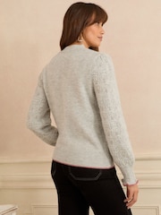 Love & Roses Grey Pussybow Cosy Knit Jumper - Image 4 of 4