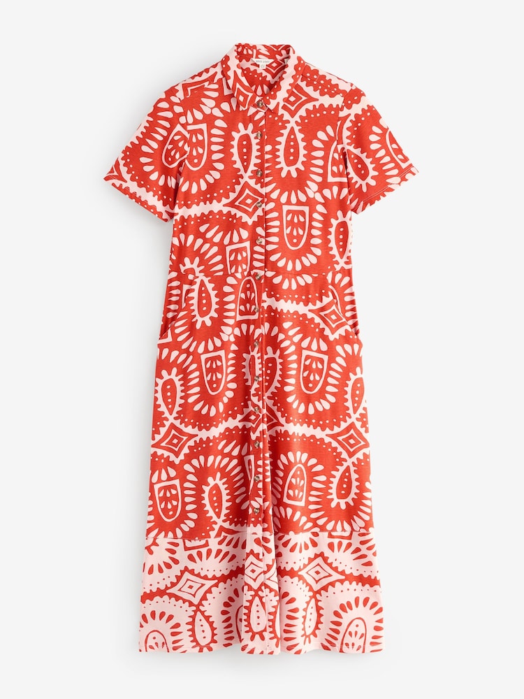 White Stuff Red Rua Jersey Shirt Dress - Image 1 of 1