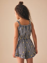 Black and White Gingham Button Through Playsuit (3-16yrs) - Image 2 of 7