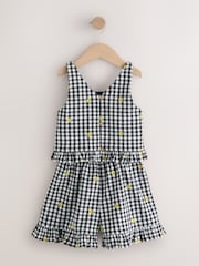 Black and White Gingham Button Through Playsuit (3-16yrs) - Image 4 of 7