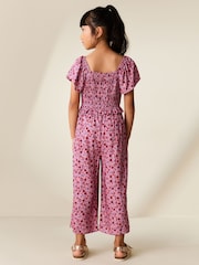 Pink Floral Shirred Jumpsuit (3-16yrs) - Image 2 of 6