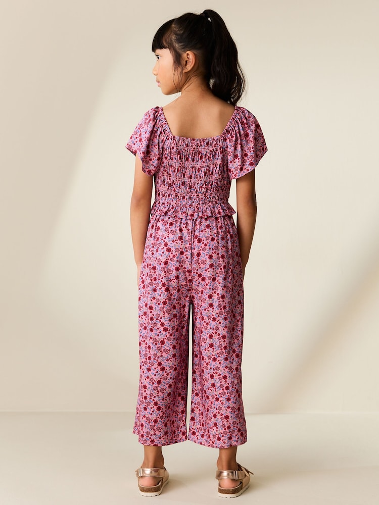 Pink Floral Shirred Jumpsuit (3-16yrs) - Image 2 of 6