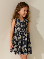 أحادي زهور - Stripe Short Sleeve Button Through Dress (3-16yrs) - صورة 1 من 3