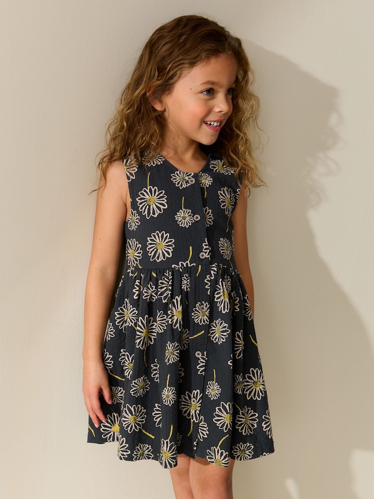 أحادي زهور - Stripe Short Sleeve Button Through Dress (3-16yrs) - صورة 1 من 3