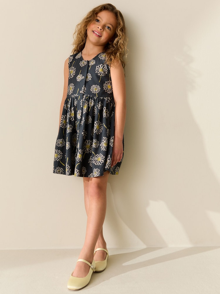 أحادي زهور - Stripe Short Sleeve Button Through Dress (3-16yrs) - صورة 2 من 3