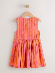 Red/Pink Stripe Stripe Short Sleeve Button Through Dress (3-16yrs) - Image 2 of 4