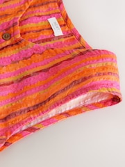 Red/Pink Stripe Stripe Short Sleeve Button Through Dress (3-16yrs) - Image 4 of 4