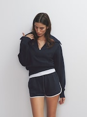 The Set 2 Pack Trophy Neck Long Sleeve Sweat Tops Navy/Cream - Image 4 of 6