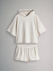 The Set Soft Touch Ribbed Sweat Hoodie And Shorts Set - صورة 2 من 6