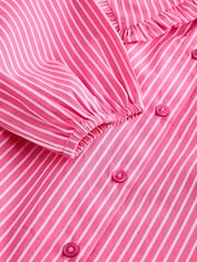 Pink Stripe Long Sleeve Cherry Embroidered Collar Blouse (3-16yrs) - Image 8 of 8