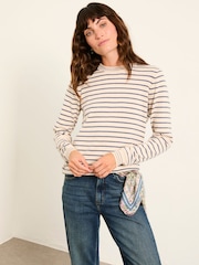 FatFace Breton Natural Knitted Stripe Jumper - Image 1 of 6