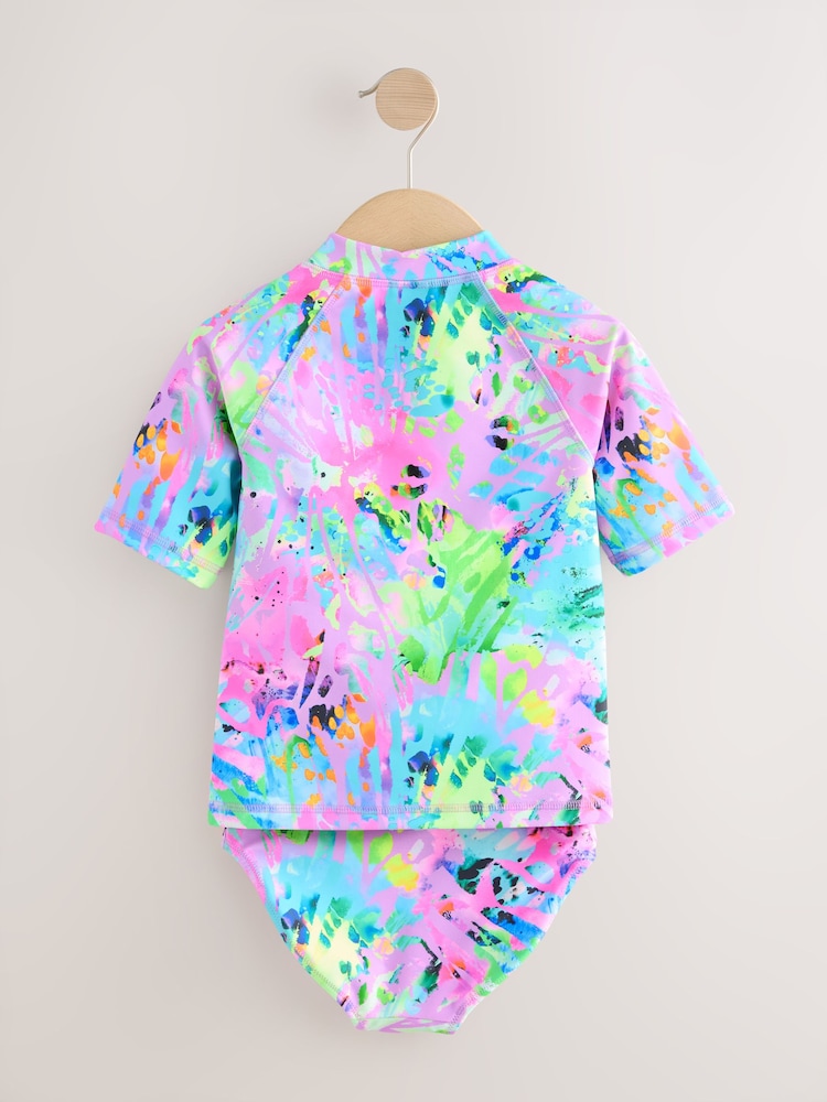 Pink Tie Dye Splat - Sunsafe Rash Vest Bikini and Scrunchie Set (3-16yrs) - صورة 2 من 4 Pink Tie Dye Splat - Sunsafe Rash Vest Bikini and Scrunchie Set (3-16yrs) - صورة 2 من 4
