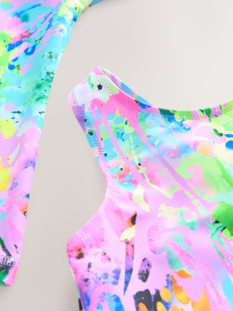 Pink Tie Dye Splat - Sunsafe Rash Vest Bikini and Scrunchie Set (3-16yrs) - صورة 4 من 4 Pink Tie Dye Splat - Sunsafe Rash Vest Bikini and Scrunchie Set (3-16yrs) - صورة 4 من 4