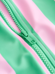 Pink/Green Stripe Sunsafe Rash Vest Bikini And Scrunchie Swim Set (3-16yrs) - Image 4 of 5