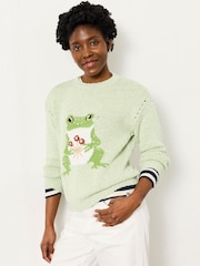 FatFace Green Frog Knitted Jumper - Image 1 of 7