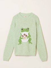 FatFace Green Frog Knitted Jumper - Image 7 of 7