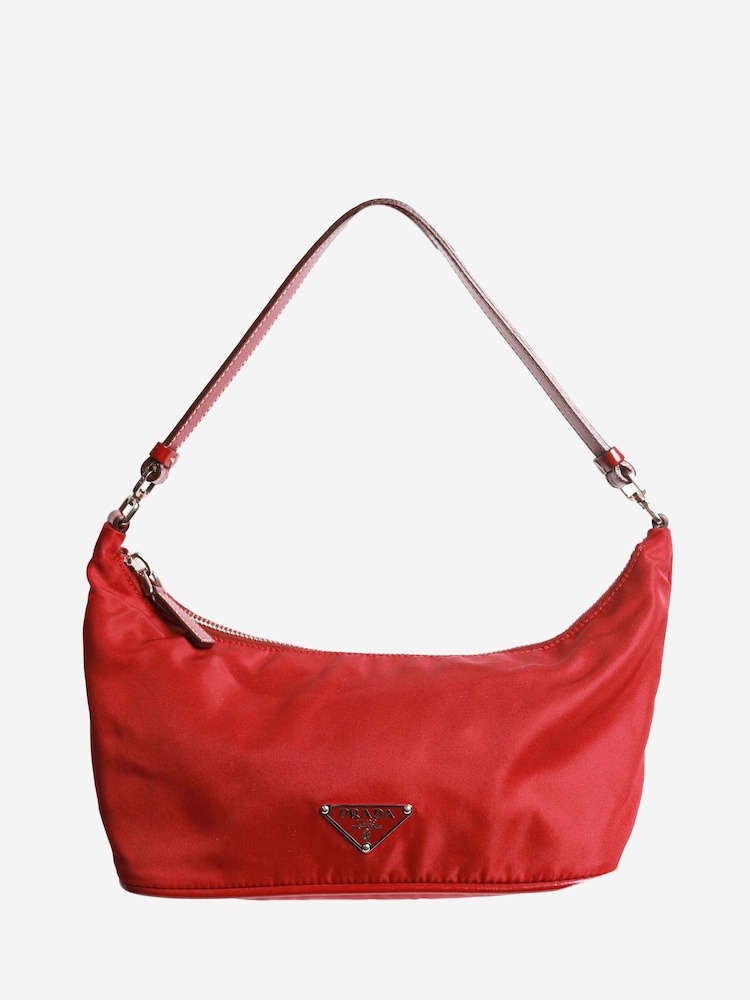 Prada Red Nylon Shoulder Bag - Image 1 of 7