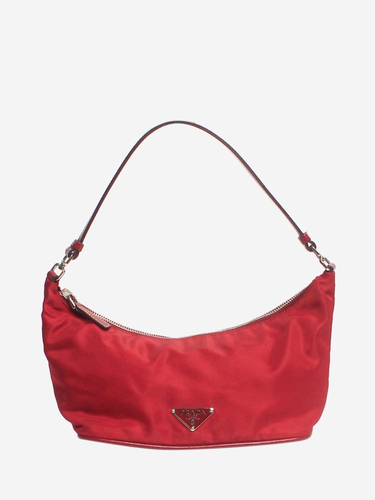 Prada Red Nylon Shoulder Bag - Image 2 of 7
