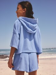 Blue Towelling Zip Hoodie And Shorts Set (3-16yrs) - Image 3 of 10