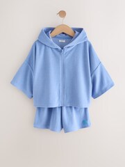 Blue Towelling Zip Hoodie And Shorts Set (3-16yrs) - Image 5 of 10