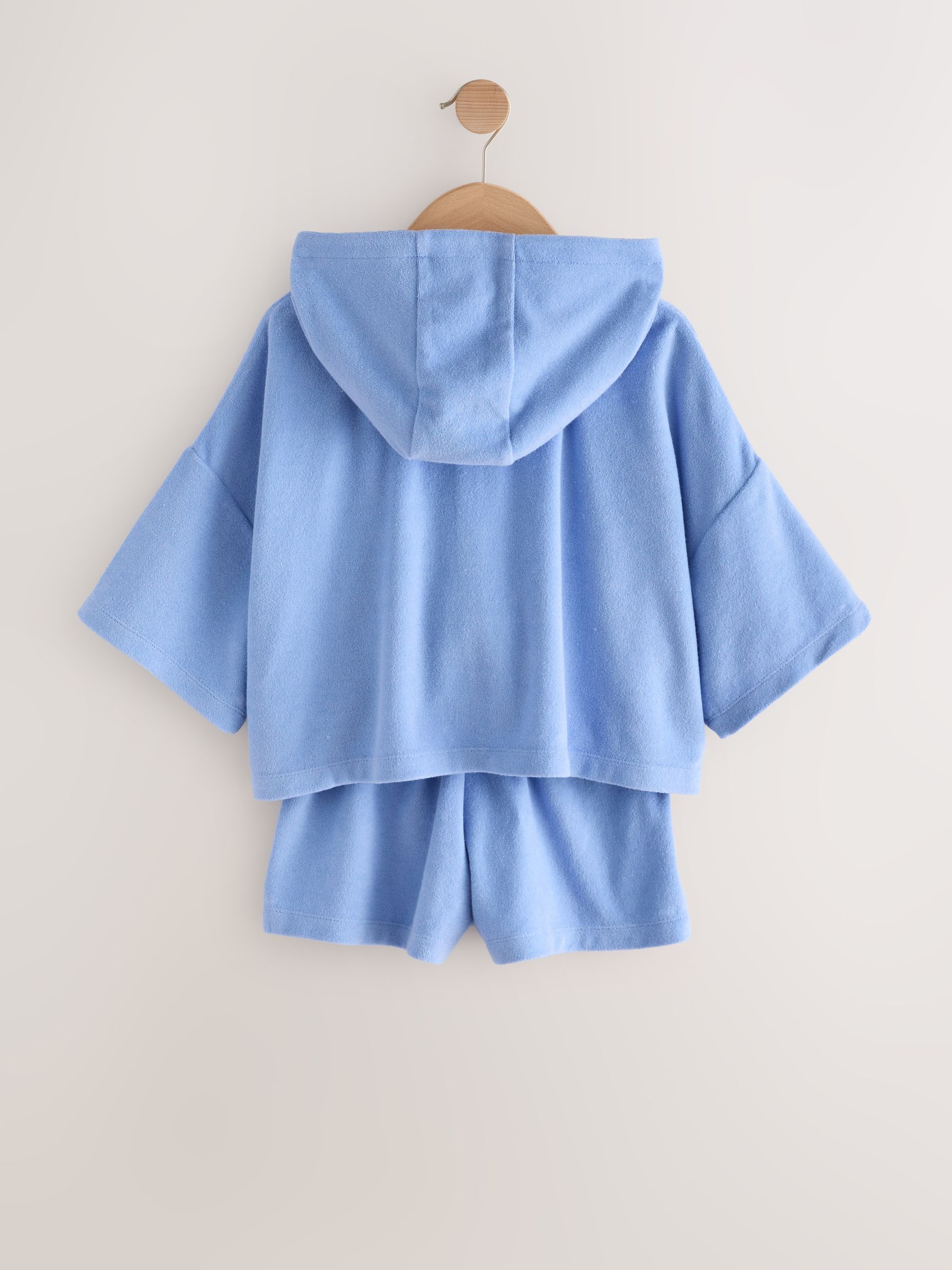 Buy Blue Towelling Zip Hoodie And Shorts Set (3-16yrs) from the