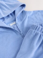 Blue Towelling Zip Hoodie And Shorts Set (3-16yrs) - Image 8 of 10