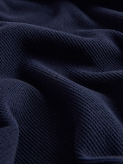 The Set Waffle V-Neck Sweat Top And Wide Leg Jogger Set Navy - Image 4 of 5