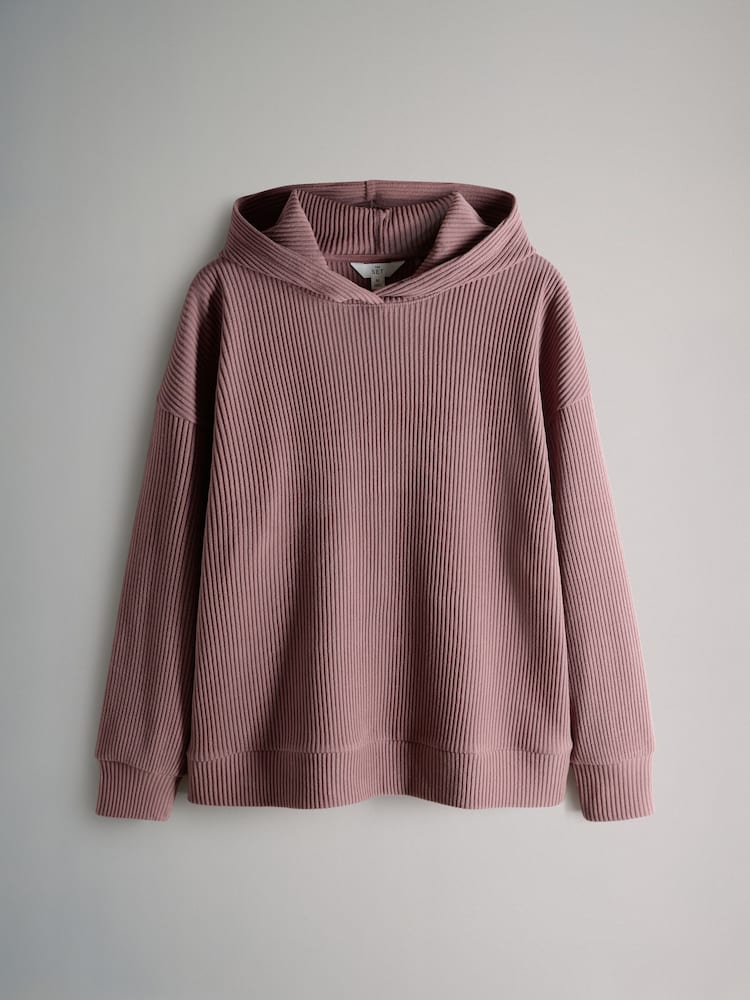 The Set Ribbed Hoodie And Wide Leg Jogger Set Pink - Image 2 of 5