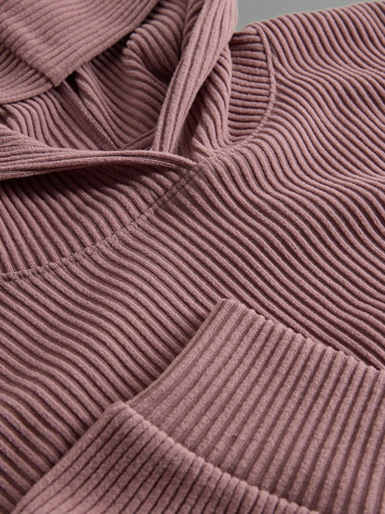 The Set Ribbed Hoodie And Wide Leg Jogger Set Pink - Image 5 of 5