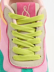 Love & Roses Green Pink Multi Mix Material Retro Comfort Jogger Trainers - Image 5 of 6