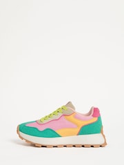 Love & Roses Green Pink Multi Mix Material Retro Comfort Jogger Trainers - Image 6 of 6